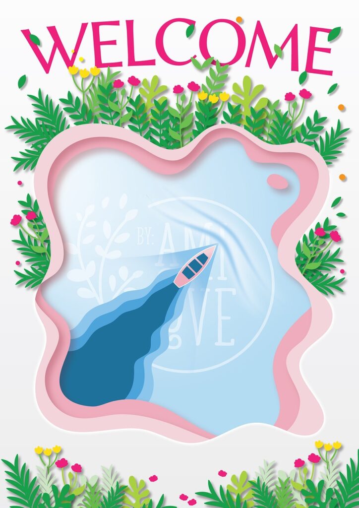 welcome, art, poster, design, floral